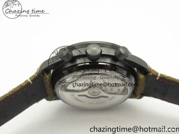 0118 SmoothTexture Speedmaster “Dark Side of The Moon” Real Ceramic OMF 1:1 Best Edition Vintage Black on Brown Leather Strap A 7975